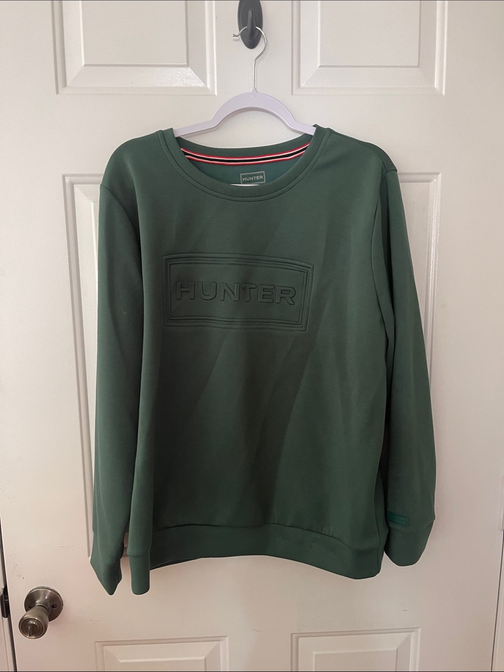 Hunter Men's Crewneck Sweatshirt in Dark Green with Embossed Logo